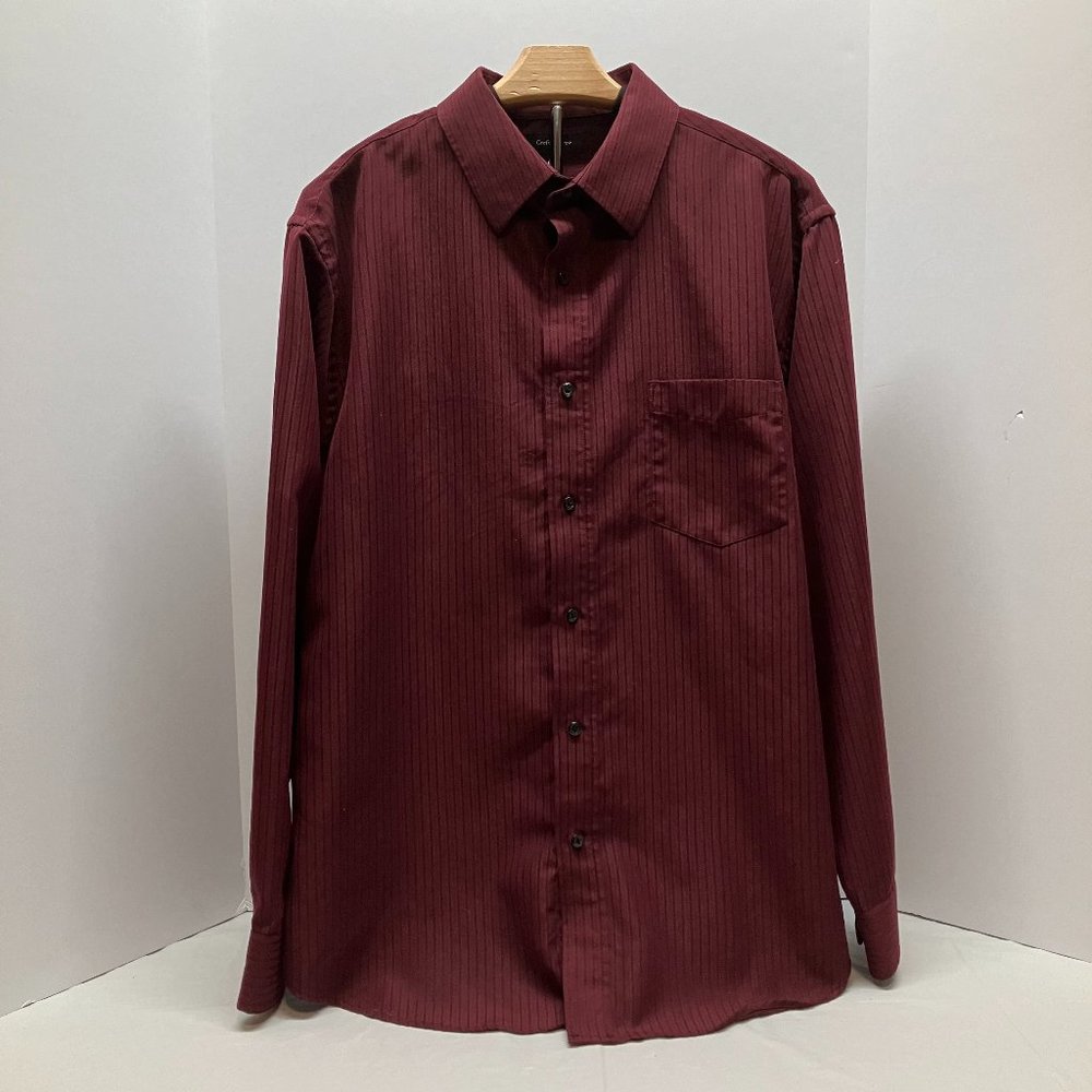 Croft & Barrow Mens Dark Red Long Sleeve Button Up Shirt Size L